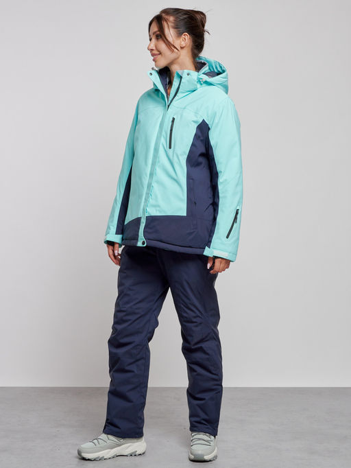 Горнолыжный костюм женский большого размера зимний бирюзового цвета 03960Br - Chunmai фото 2