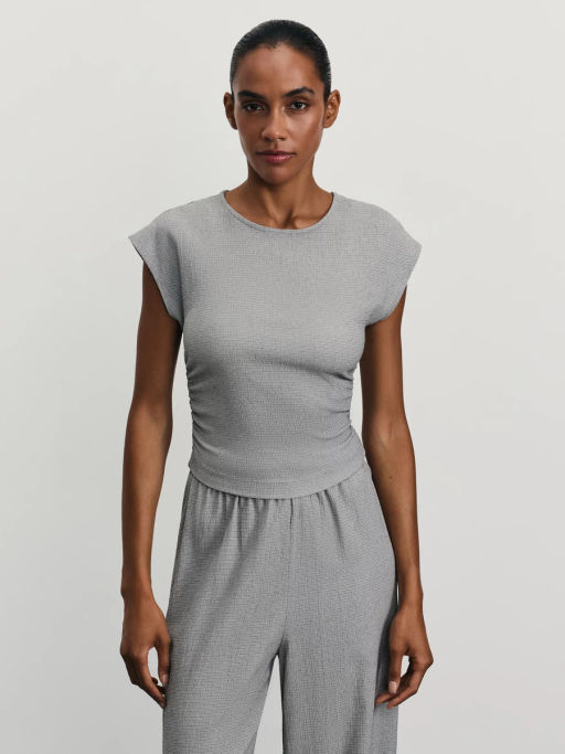 Топ из рельефной ткани со сборками / Zarina  фото 3