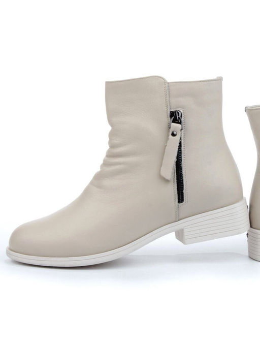 01- CHL41-3 BEIGE Ботинки демисезонные женские (натуральная кожа, байка)