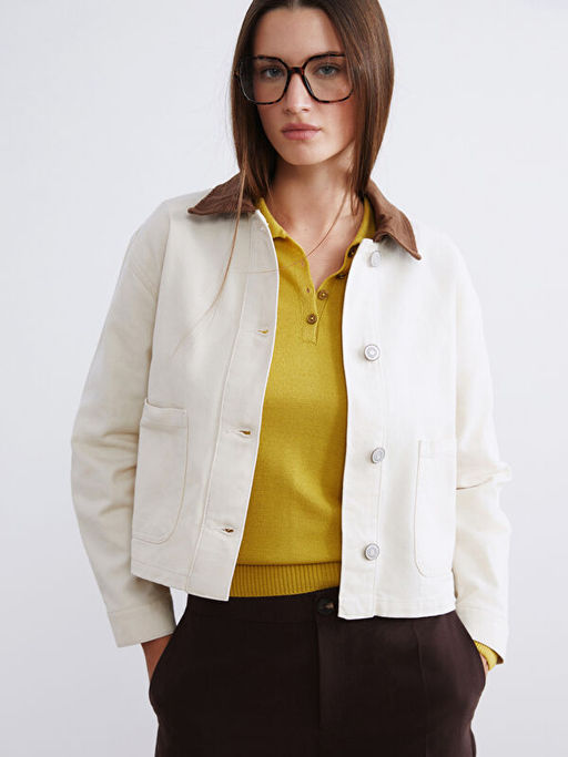 Kontrast Yaka Oversize Kad?n Ceket