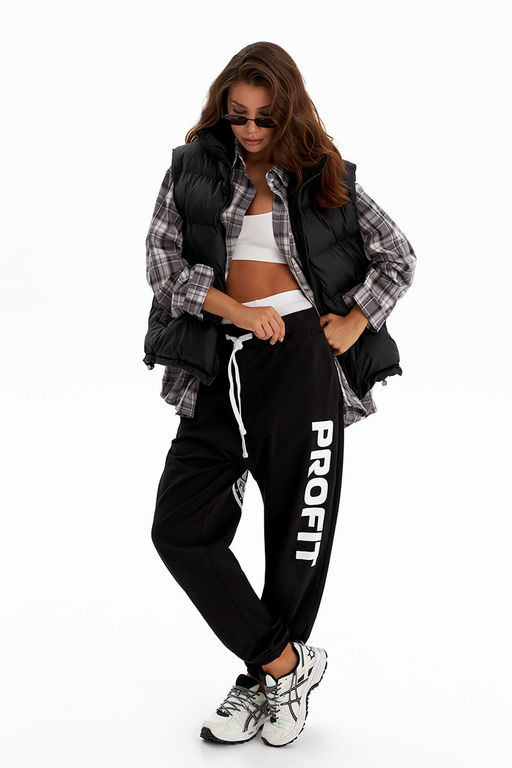 Штаны/брюки Майами для танцев черные c белым принтом