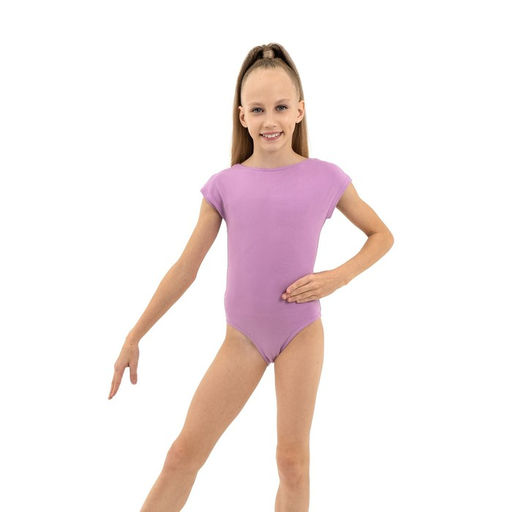Купальник гимнастический Grace Dance, с укороченным рукавом, вырез лодочка, р. 42, цвет фиалковый  фото 3