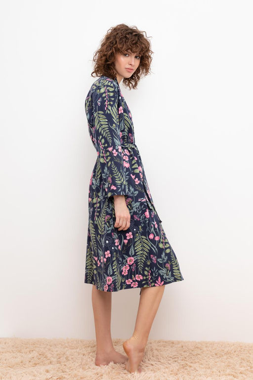 VERY NEAT _ Е 50021/индиго,ночные цветы халат жен