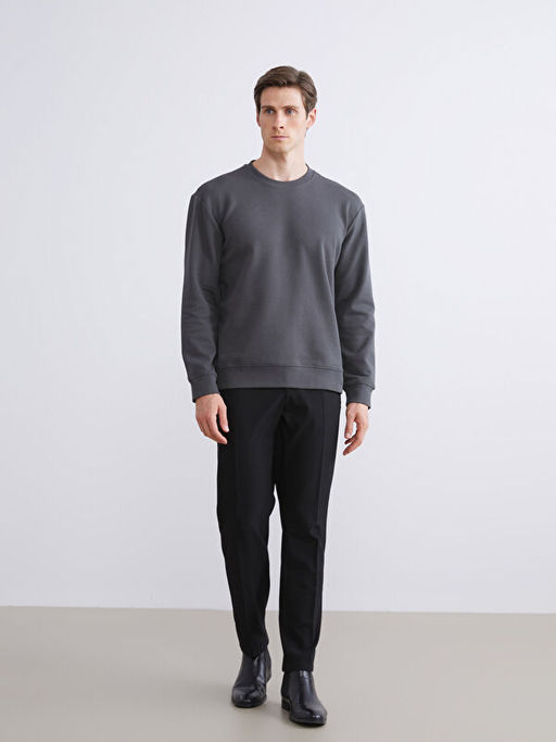 Bisiklet Yaka Nak??l? Erkek Sweatshirt