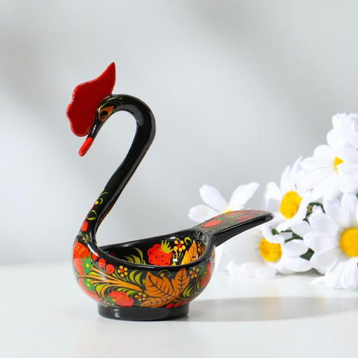 Конфетница дерево «Лебедь»,14×11×7 см, хохлома