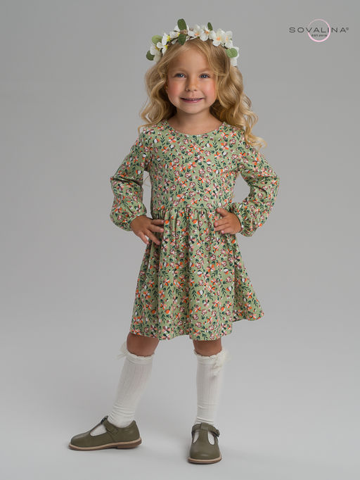 Платье Моана цветочки на хаки - Sovalina фото 2