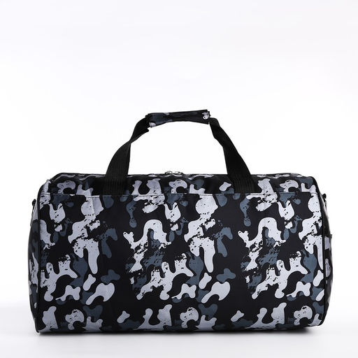 Сумка дорожная на молнии, наружный карман, длинный ремень, цвет серый/чёрный - Simaland фото 3