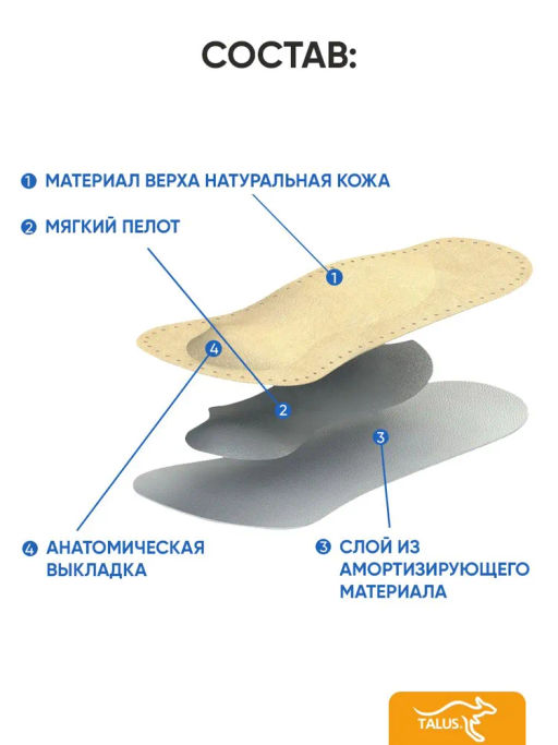 Мягкие ортопедические полустельки для профилактики плоскостопия и модельной обуви Talus 72к комфорт фото 9