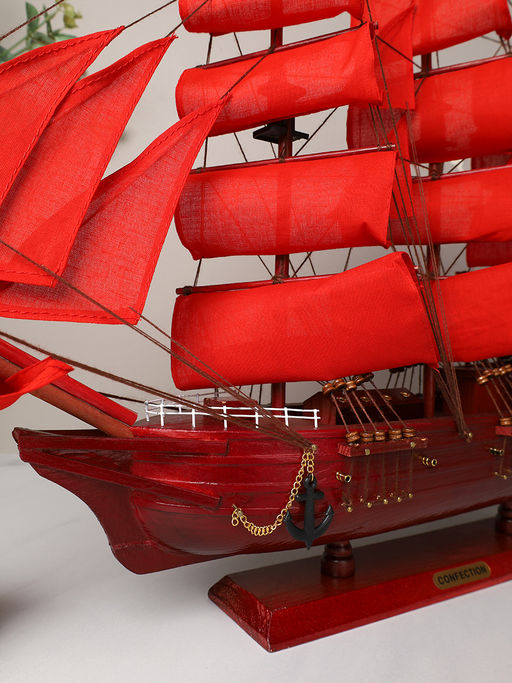 Макет парусного корабля 60х52 см / A26658-60 /уп 4/красный парус - Галеонтрейд фото 4