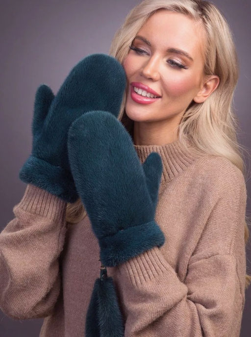 Рукавички норка изумруд - Davidovfox фото 12