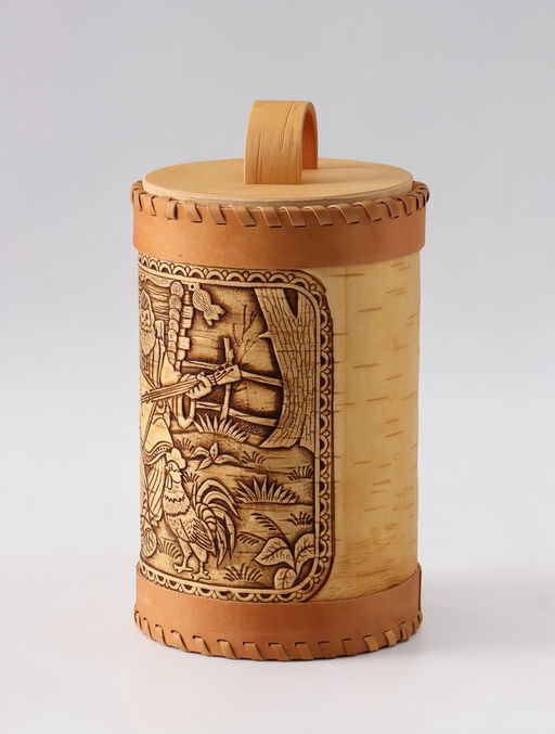 Туес «Посиделки», 13×13×20 см, банка для хранения, береста