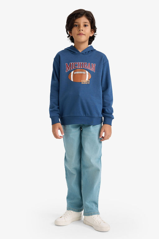 Kap__onlu Bask_l_ __i Yumu_ak T_yl_ Sweatshirt Erkek _ocuk - Defacto фото 2