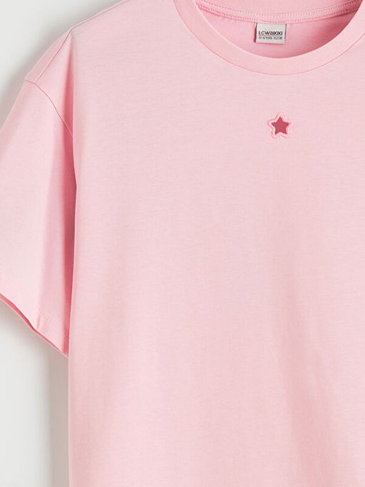 Bisiklet Yaka Nak?? Detayl? K?z ?ocuk Ti??rt