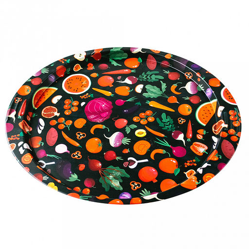 Поднос металлический "Баклажан" 40,5х36х2,1см, овальный (Россия)