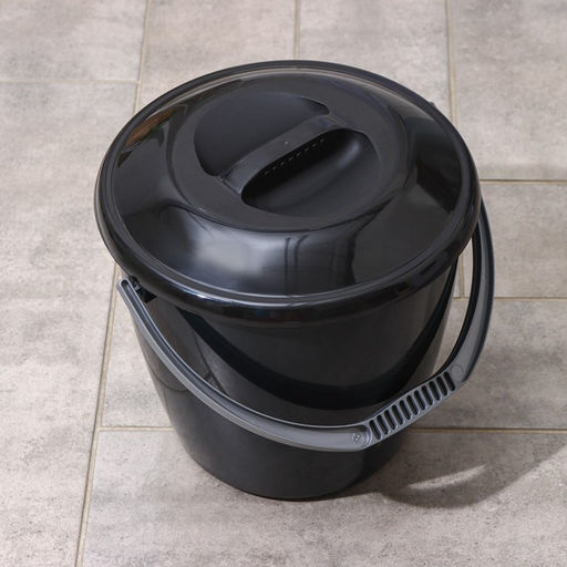 Ведро с крышкой «Удачное», 10 л, пластик, чёрное