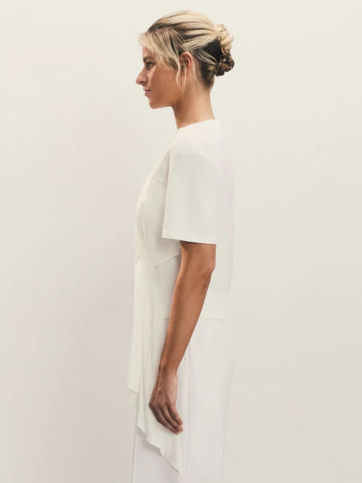 Футболка с драпировкой из поплина / Zarina  фото 4