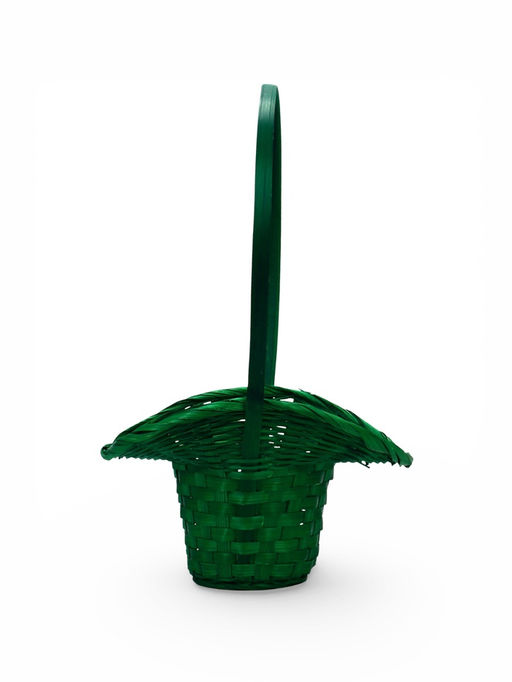 Корзина плетёная для хранения «Шляпа», 21×18×14 см, ручка h=15 см, бамбуковая, зелёная, Greengo