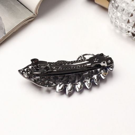 Заколка - автомат для волос «Синий туман», драгоценный листок, 9 см