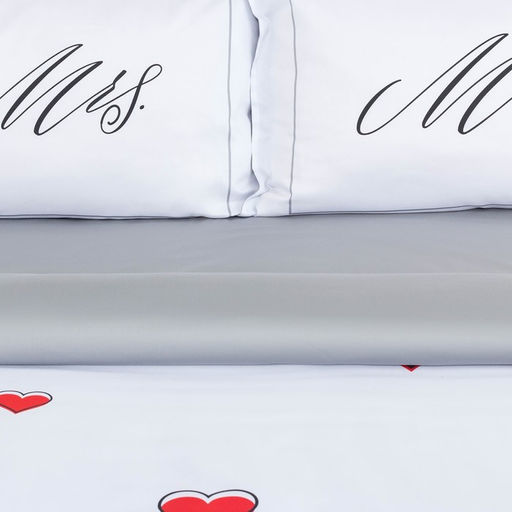 Постельное бельё 2-спальное «Этель» Mr&amp;Mrs, мако-сатин