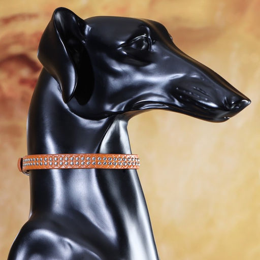 Ошейник рифленый с 2 рядами клепок, 33 х 1,2 см, ОШ 23-29, коричневый - Пижон фото 7