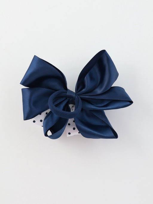 Цена за 6 шт. Бант для волос на резинке «Школьница», цветок и горошек, 13 см, сине-белый