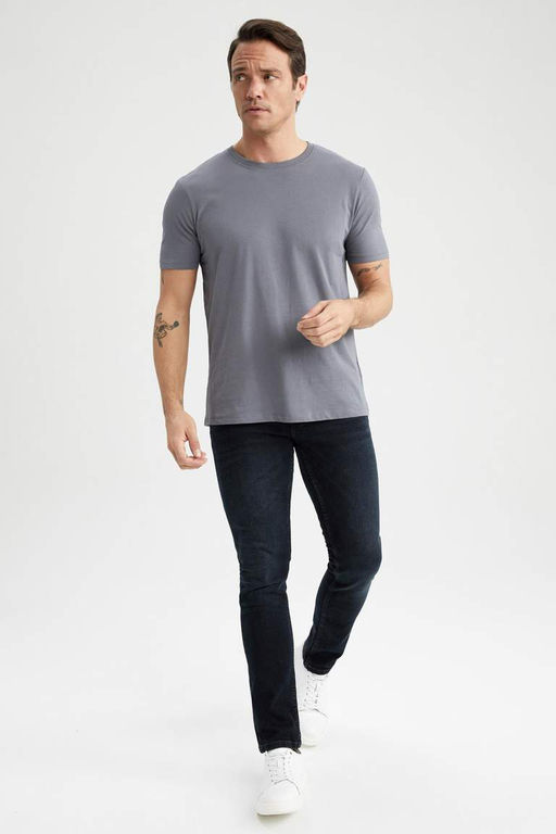 Базовая футболка стандартного кроя с круглым вырезом и короткими рукавами - Defacto фото 7