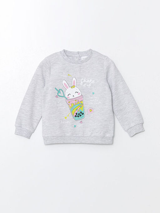 Bisiklet Yaka Uzun Kollu K?z Bebek Sweatshirt ve E?ofman Alt 2li Tak?m - Waikiki фото 2