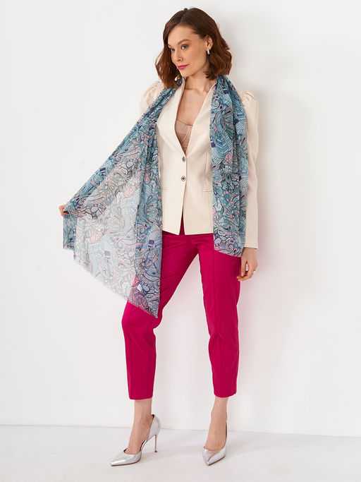 Большой, мягкий, тонкий и очень нежный двусторонний палантин с рисунком в стиле арт-деко - Tantino фото 4