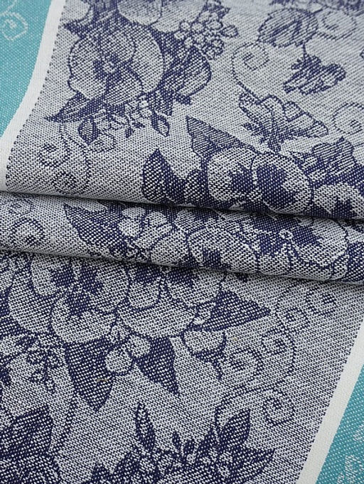 Холст полотенечный жаккард Нежная фиалка цв.чернильный, ш.0.5м, лен-30%, хл-70%, 210гр/м.кв - Купава фото 3