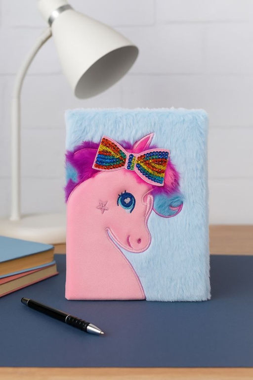 Блокнот плюшевый "Unicorn bow", blue, 21х15 см, плотность 80 гр.