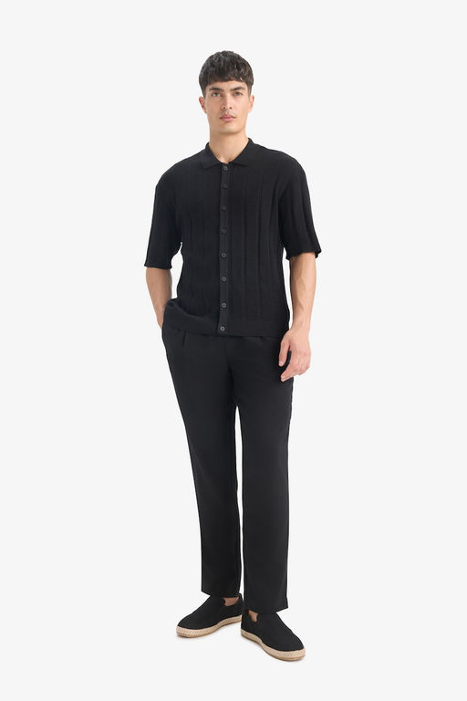 %100 Pamuk Standart Fit Polo Yaka K_sa Kollu Siyah Triko Ti__rt - Defacto фото 2