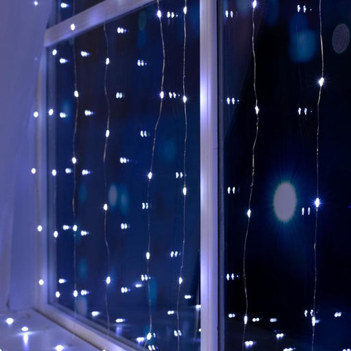 Гирлянда Занавес 2?2 м роса, IP20, серебристая нить, 300 LED, свечение белое, 12 В - Luazon lighting фото 3