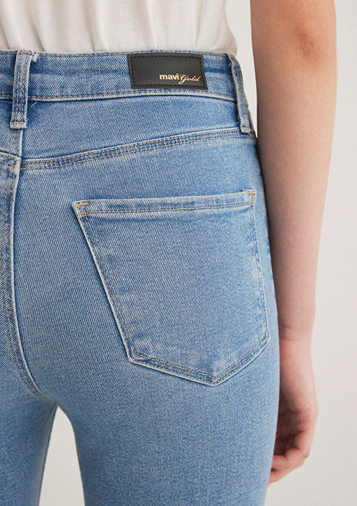 Serenay Gold Shape Puslu ?ndigo Mavisi Jean Pantolon  фото 8