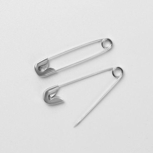 Булавки английские, 45 мм, 500 шт., цвет серебряный