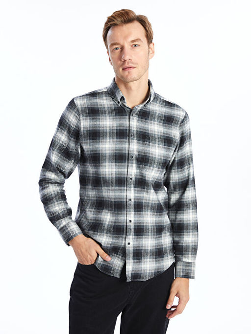 Regular Fit Uzun Kollu Ekose Poplin Erkek G?mlek