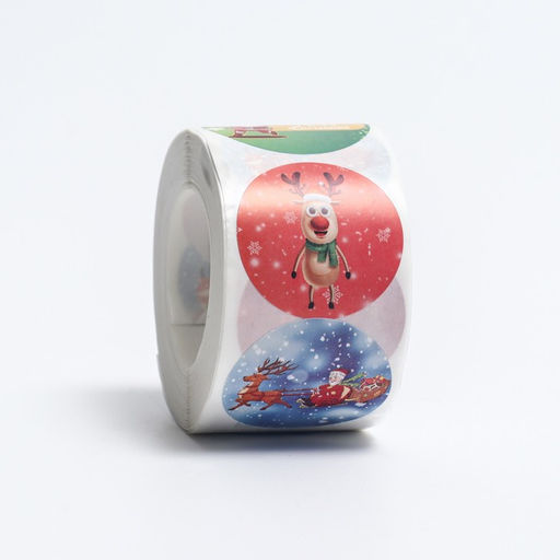 Наклейки новогодние в рулоне Дедушка Мороз, для декора и подарков, 500 шт., 3.8?3.8 см