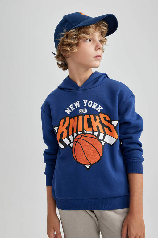 Толстовка оверсайз с капюшоном NBA New York Knicks для мальчиков - Defacto фото 7
