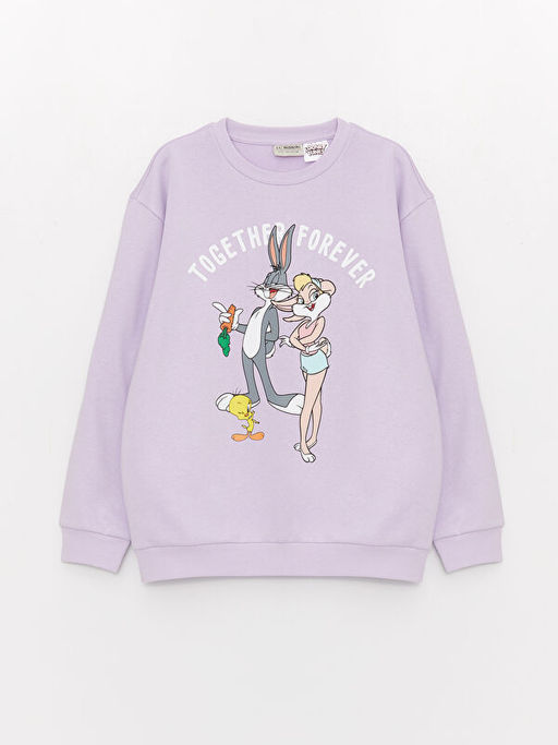 Bisiklet Yaka Looney Tunes Bask?l? Uzun Kollu K?z ?ocuk Sweatshirt ve Tayt - Waikiki фото 2