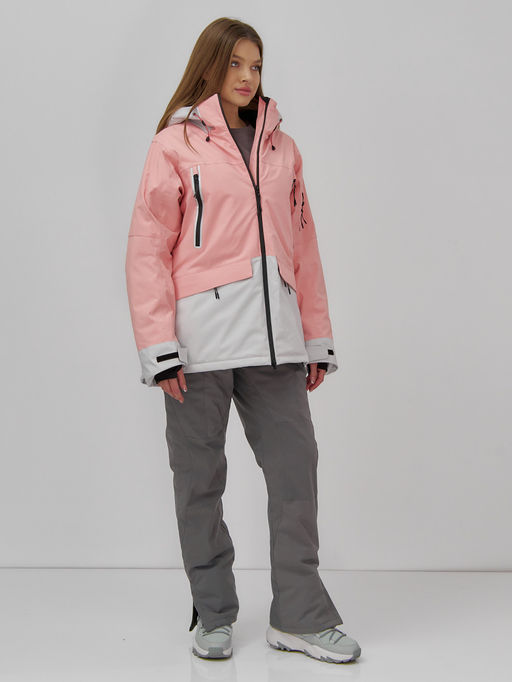 Горнолыжная куртка женская зимняя персикового цвета 7077P - Chunmai фото 10