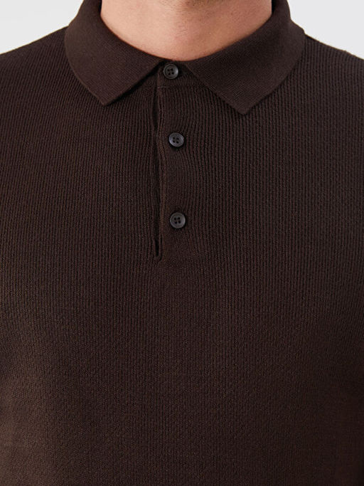 Polo Yaka Uzun Kollu Erkek Triko Kazak