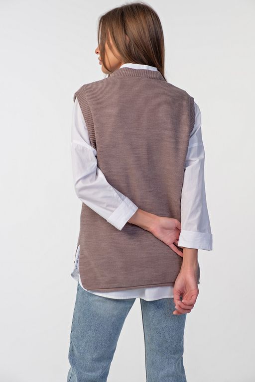 Жилет вязаный прямой с разрезам по бокам - Fly фото 3