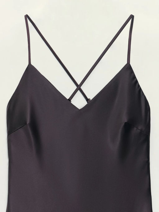 Атласное платье миди на бретелях / Zarina