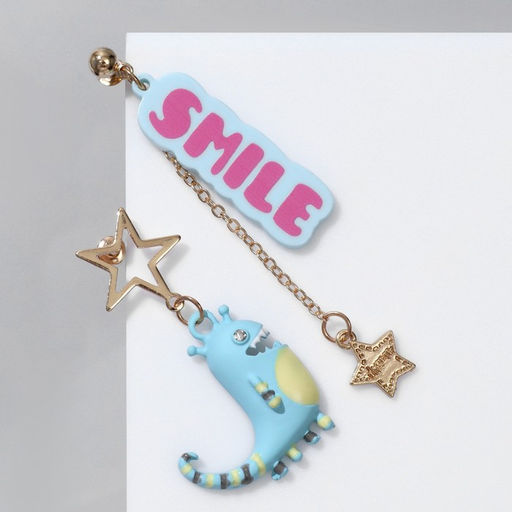 Серьги ассорти Динозавр SMILE, цветные в золоте - Queen fair фото 2