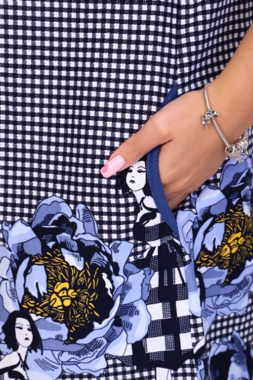 Халат женский на молнии с карманами, синий купон (841-2) - Плиона фото 8