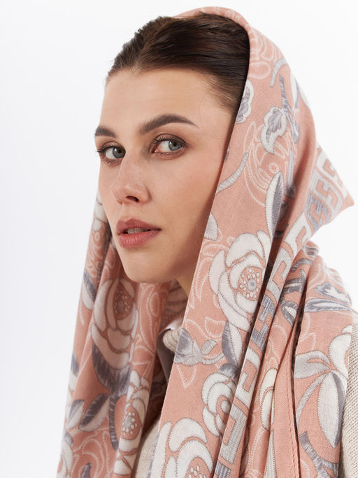 Большой, мягкий, тонкий и очень нежный двусторонний палантин с рисунком. - Tantino фото 7