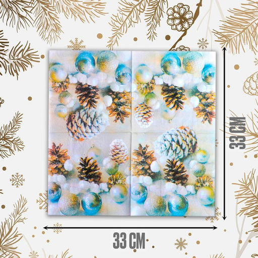 Салфетки новогодние бумажные «Ёлочные игрушки», 33×33 см, набор 20 шт.