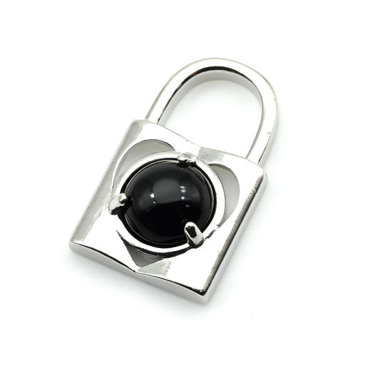 Подвеска Замок 16*26мм с агатом черным в металле
