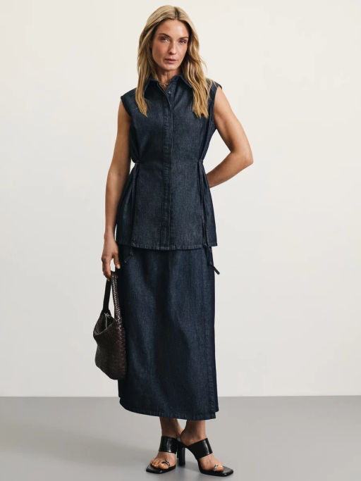 Джинсовая рубашка без рукавов / Zarina  фото 2