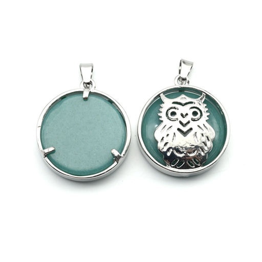 Подвеска Сова 27*27мм с апатитом имитация