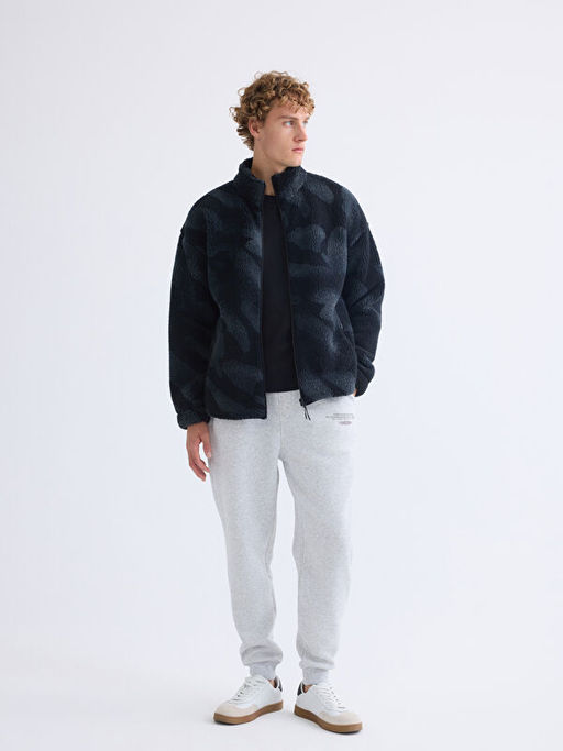 Dik Yaka Pel?? Erkek Fermuarl? Sweatshirt